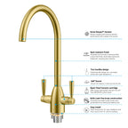 Dual-Handle High-Arc Swivel Kitchen Faucet with Conical Base & Swiss Neoperl Aerator-KFB1116