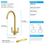 Dual-Handle High-Arc Swivel Kitchen Faucet with Conical Base & Swiss Neoperl Aerator-KFB1116