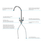 Dual-Handle High-Arc Swivel Kitchen Faucet with Conical Base & Swiss Neoperl Aerator-KFB1116