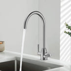 Dual-Handle High-Arc Swivel Kitchen Faucet with Conical Base & Swiss Neoperl Aerator-KFB1116