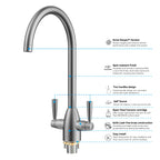 Dual-Handle High-Arc Swivel Kitchen Faucet with Conical Base & Swiss Neoperl Aerator-KFB1116