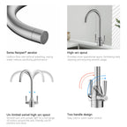 Dual-Handle High-Arc Swivel Kitchen Faucet with Conical Base & Swiss Neoperl Aerator-KFB1116