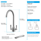 Dual-Handle High-Arc Swivel Kitchen Faucet with Conical Base & Swiss Neoperl Aerator-KFB1116