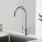Dual-Handle High-Arc Swivel Kitchen Faucet with Conical Base & Swiss Neoperl Aerator-KFB1116