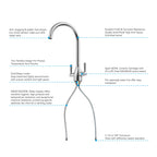 Dual-Handle High-Arc Swivel Kitchen Faucet with Conical Base & Swiss Neoperl Aerator-KFB1116