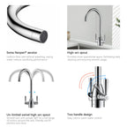 Dual-Handle High-Arc Swivel Kitchen Faucet with Conical Base & Swiss Neoperl Aerator-KFB1116