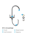 Dual-Handle High-Arc Swivel Kitchen Faucet with Conical Base & Swiss Neoperl Aerator-KFB1116