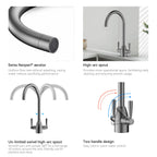 Dual-Handle High-Arc Swivel Kitchen Faucet with Conical Base & Swiss Neoperl Aerator-KFB1116