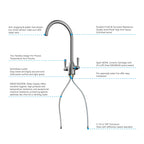 Dual-Handle High-Arc Swivel Kitchen Faucet with Conical Base & Swiss Neoperl Aerator-KFB1116