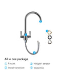 Dual-Handle High-Arc Swivel Kitchen Faucet with Conical Base & Swiss Neoperl Aerator-KFB1116