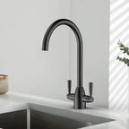 Dual-Handle High-Arc Swivel Kitchen Faucet with Conical Base & Swiss Neoperl Aerator-KFB1116