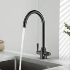 Dual-Handle High-Arc Swivel Kitchen Faucet with Conical Base & Swiss Neoperl Aerator-KFB1116