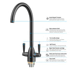 Dual-Handle High-Arc Swivel Kitchen Faucet with Conical Base & Swiss Neoperl Aerator-KFB1116