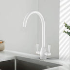 Dual-Handle High-Arc Swivel Kitchen Faucet with Conical Base & Swiss Neoperl Aerator-KFB1116