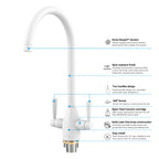 Dual-Handle High-Arc Swivel Kitchen Faucet with Conical Base & Swiss Neoperl Aerator-KFB1116
