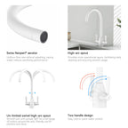 Dual-Handle High-Arc Swivel Kitchen Faucet with Conical Base & Swiss Neoperl Aerator-KFB1116