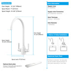 Dual-Handle High-Arc Swivel Kitchen Faucet with Conical Base & Swiss Neoperl Aerator-KFB1116