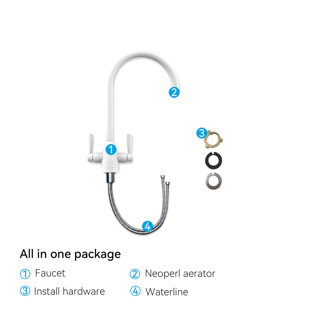 Dual-Handle High-Arc Swivel Kitchen Faucet with Conical Base & Swiss Neoperl Aerator-KFB1116