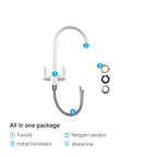 Dual-Handle High-Arc Swivel Kitchen Faucet with Conical Base & Swiss Neoperl Aerator-KFB1116