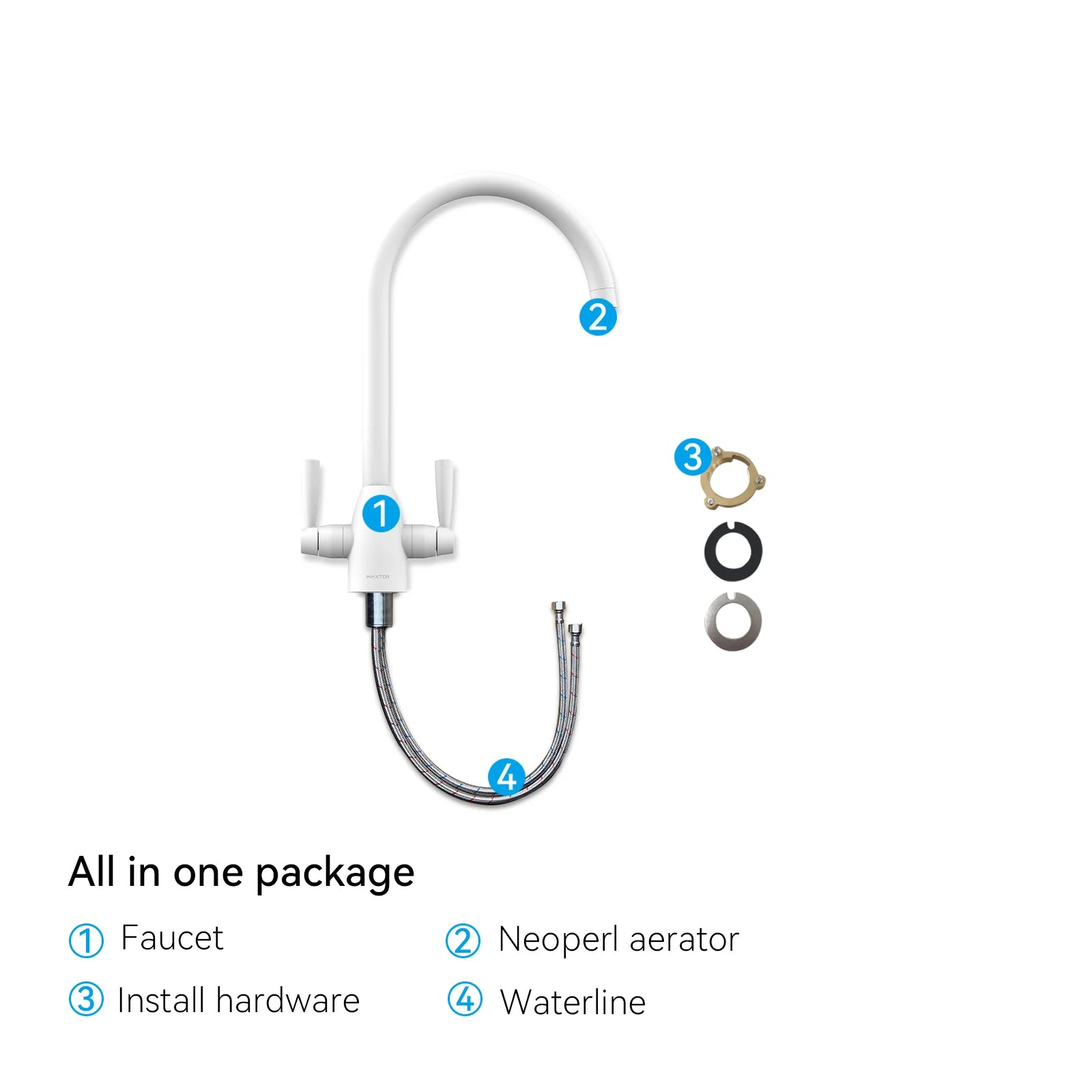 Dual-Handle High-Arc Swivel Kitchen Faucet with Conical Base & Swiss Neoperl Aerator-KFB1116