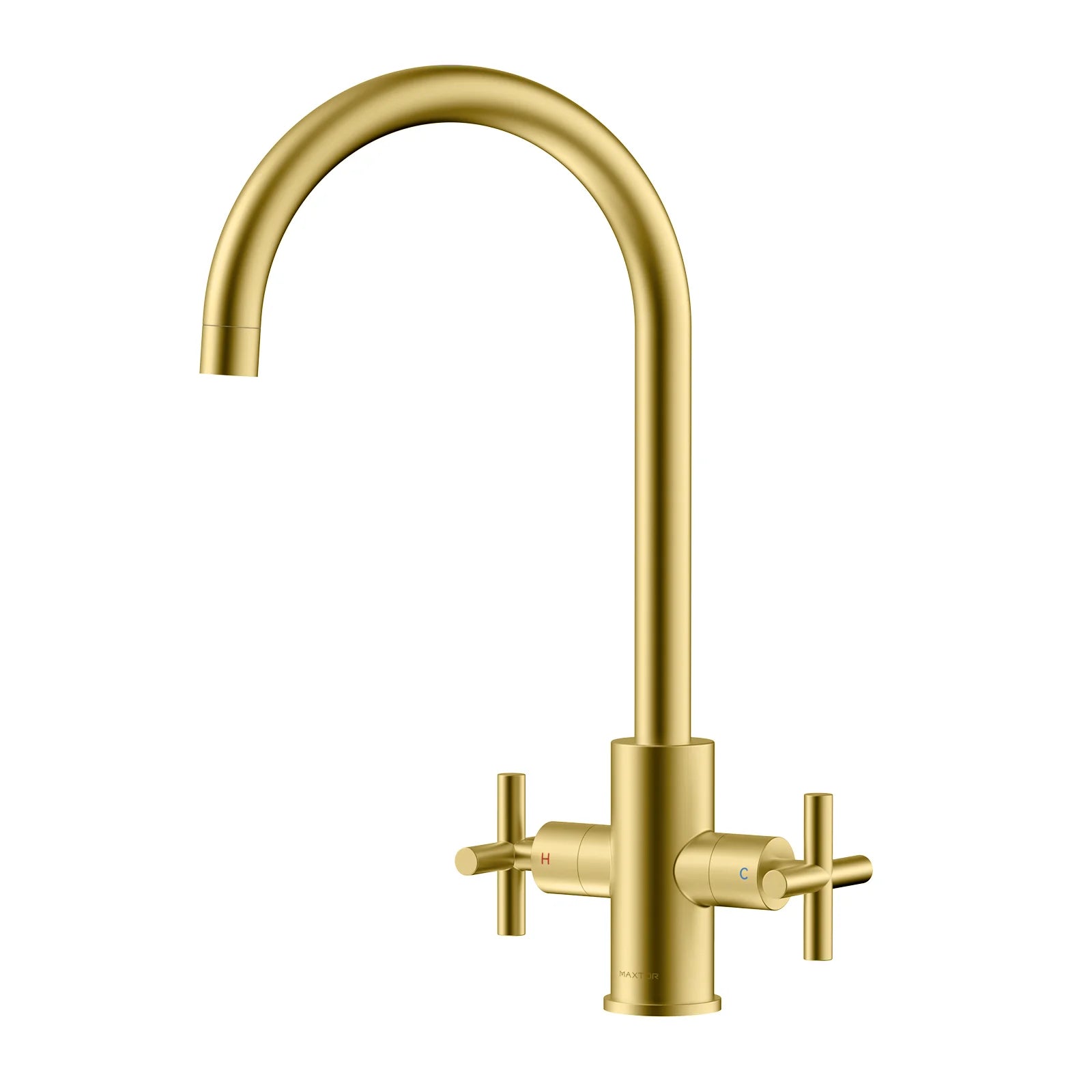 Dual-Handle Cross-Handle High-Arc Swivel Kitchen Faucet – Spot-Free Finish, Solid Brass –KFB1121 Brushed Gold