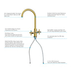 Dual-Handle Cross-Handle High-Arc Swivel Kitchen Faucet – Spot-Free Finish, Solid Brass –KFB1121