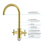 Dual-Handle Cross-Handle High-Arc Swivel Kitchen Faucet – Spot-Free Finish, Solid Brass –KFB1121