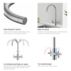 Dual-Handle Cross-Handle High-Arc Swivel Kitchen Faucet – Spot-Free Finish, Solid Brass –KFB1121