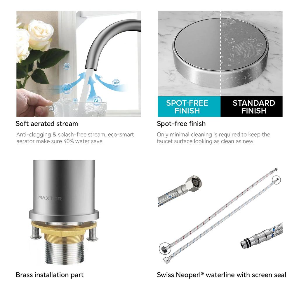 Dual-Handle Cross-Handle High-Arc Swivel Kitchen Faucet – Spot-Free Finish, Solid Brass –KFB1121