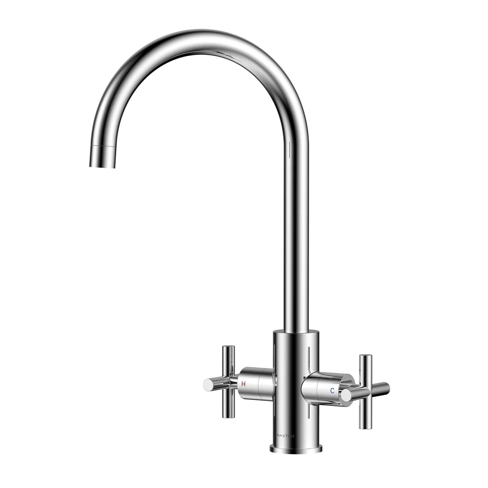 Dual-Handle Cross-Handle High-Arc Swivel Kitchen Faucet – Spot-Free Finish, Solid Brass –KFB1121 Chrome