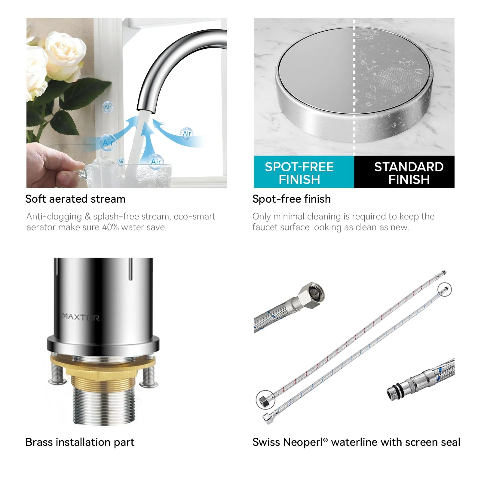 Dual-Handle Cross-Handle High-Arc Swivel Kitchen Faucet – Spot-Free Finish, Solid Brass –KFB1121