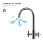 Dual-Handle Cross-Handle High-Arc Swivel Kitchen Faucet – Spot-Free Finish, Solid Brass –KFB1121