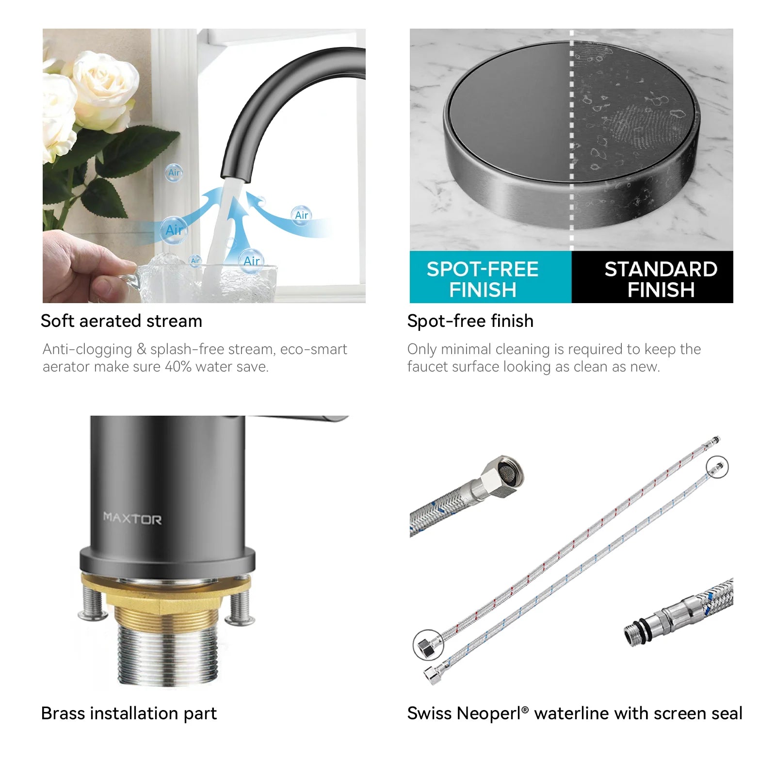 Dual-Handle Cross-Handle High-Arc Swivel Kitchen Faucet – Spot-Free Finish, Solid Brass –KFB1121