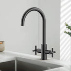 Dual-Handle Cross-Handle High-Arc Swivel Kitchen Faucet – Spot-Free Finish, Solid Brass –KFB1121