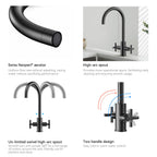 Dual-Handle Cross-Handle High-Arc Swivel Kitchen Faucet – Spot-Free Finish, Solid Brass –KFB1121