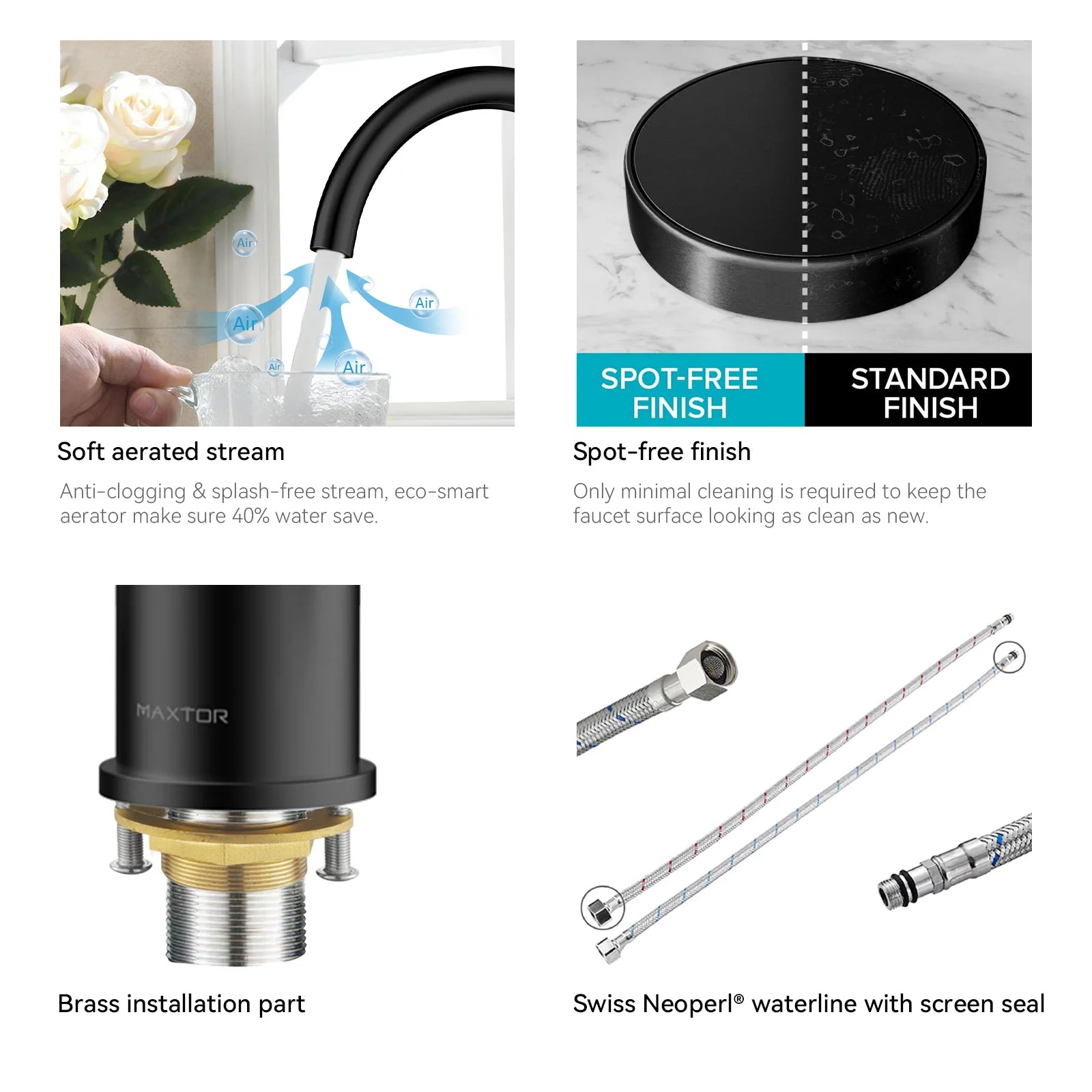 Dual-Handle Cross-Handle High-Arc Swivel Kitchen Faucet – Spot-Free Finish, Solid Brass –KFB1121