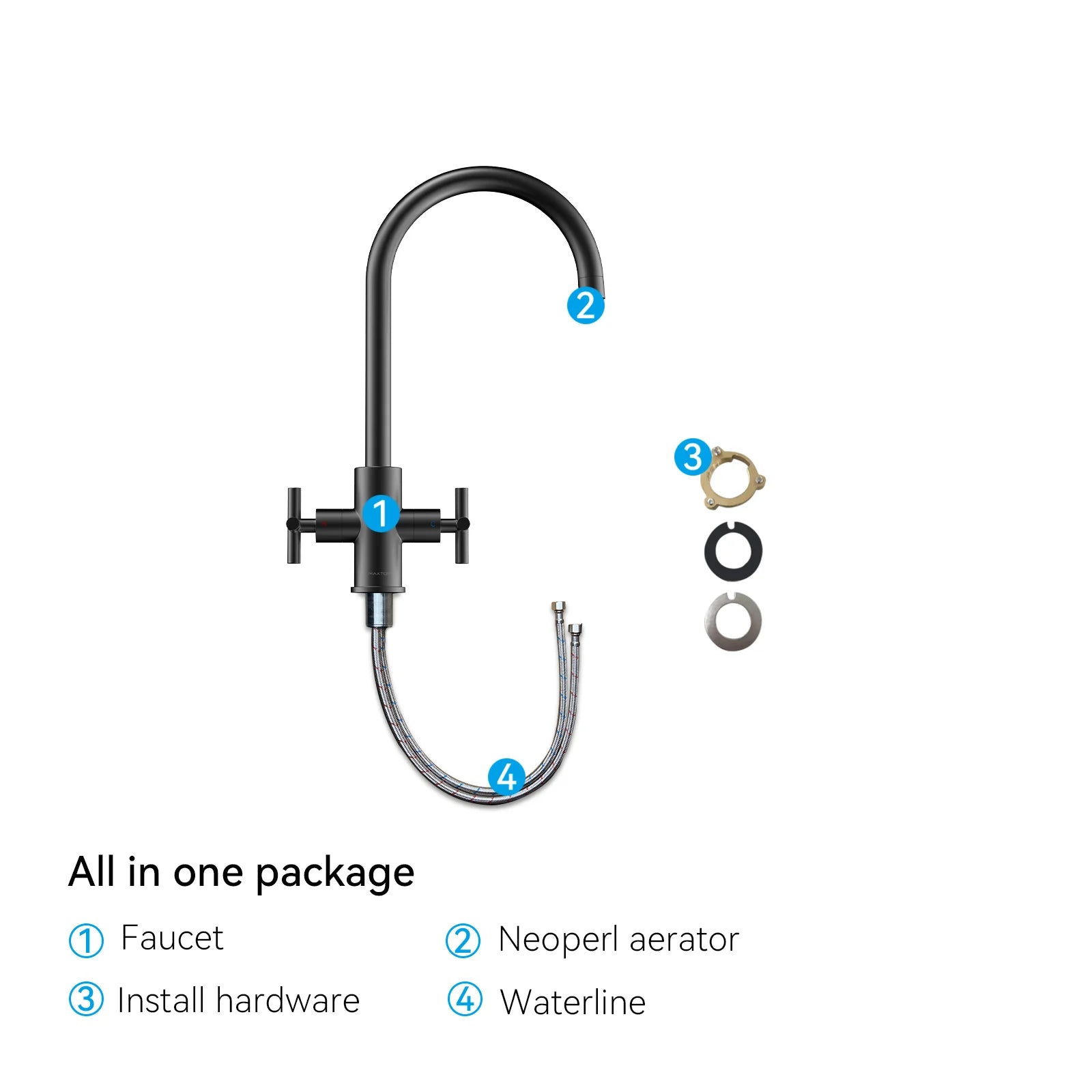 Dual-Handle Cross-Handle High-Arc Swivel Kitchen Faucet – Spot-Free Finish, Solid Brass –KFB1121