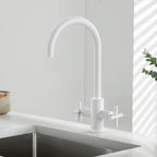 Dual-Handle Cross-Handle High-Arc Swivel Kitchen Faucet – Spot-Free Finish, Solid Brass –KFB1121