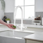 Dual-Handle Cross-Handle High-Arc Swivel Kitchen Faucet – Spot-Free Finish, Solid Brass –KFB1121