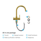 Dual-Output Kitchen Faucet with Filtered Water Tap, 2-Function Spray, Solid Brass – KFB1502