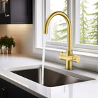 Dual-Output Kitchen Faucet with Filtered Water Tap, 2-Function Spray, Solid Brass – KFB1502