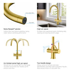 Dual-Output Kitchen Faucet with Filtered Water Tap, 2-Function Spray, Solid Brass – KFB1502