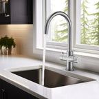 Dual-Output Kitchen Faucet with Filtered Water Tap, 2-Function Spray, Solid Brass – KFB1502