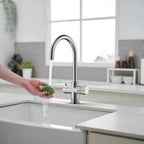 Dual-Output Kitchen Faucet with Filtered Water Tap, 2-Function Spray, Solid Brass – KFB1502