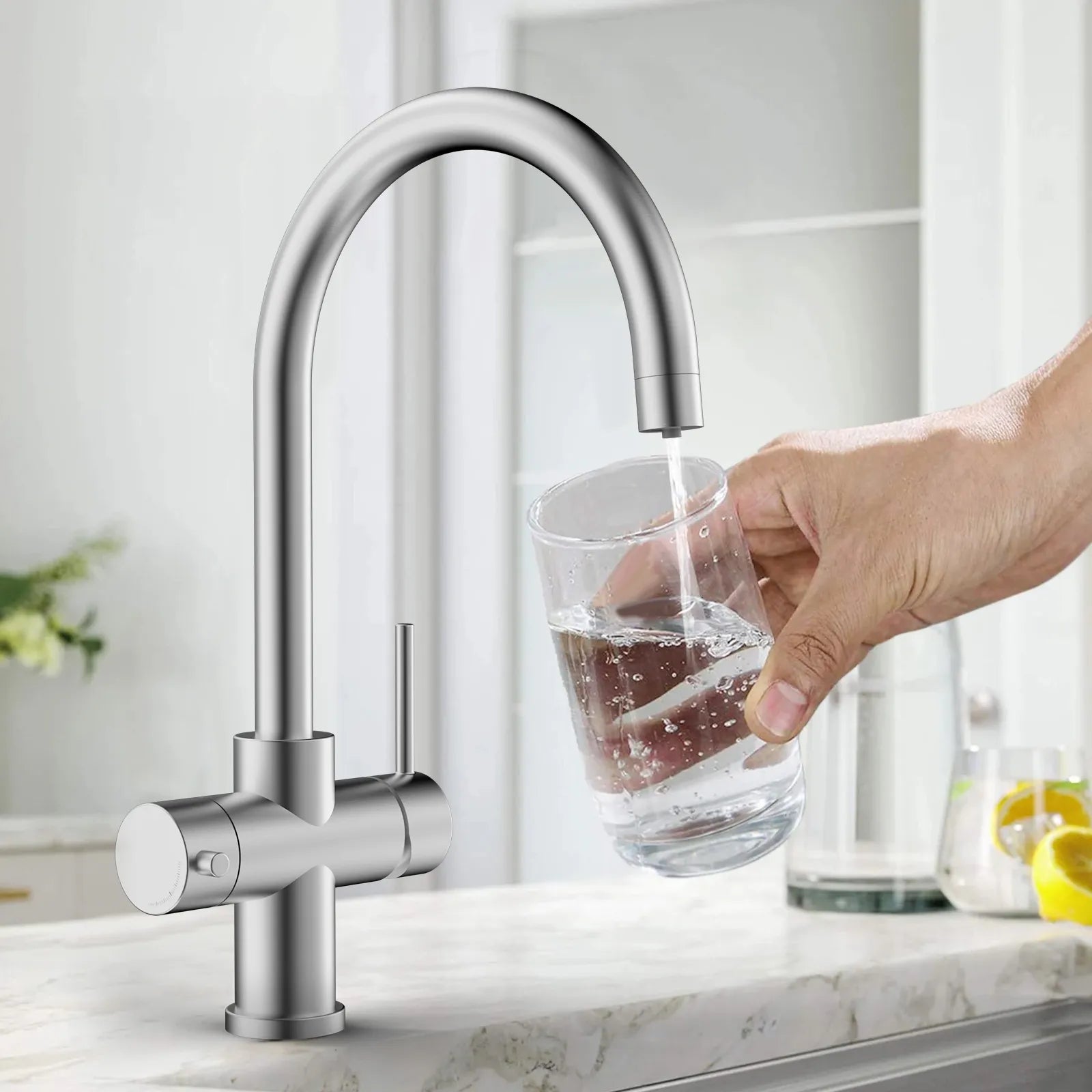 Dual-Output Kitchen Faucet with Filtered Water Tap, 2-Function Spray, Solid Brass – KFB1502