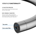 Dual-Output Kitchen Faucet with Filtered Water Tap, 2-Function Spray, Solid Brass – KFB1502