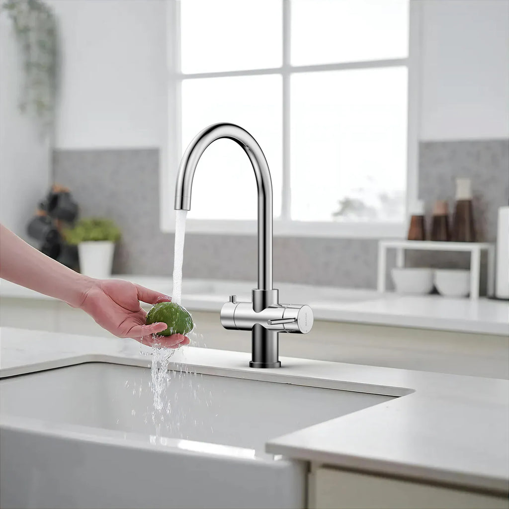 Dual-Output Kitchen Faucet with Filtered Water Tap, 2-Function Spray, Solid Brass – KFB1502