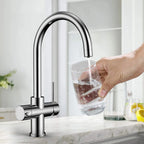 Dual-Output Kitchen Faucet with Filtered Water Tap, 2-Function Spray, Solid Brass – KFB1502