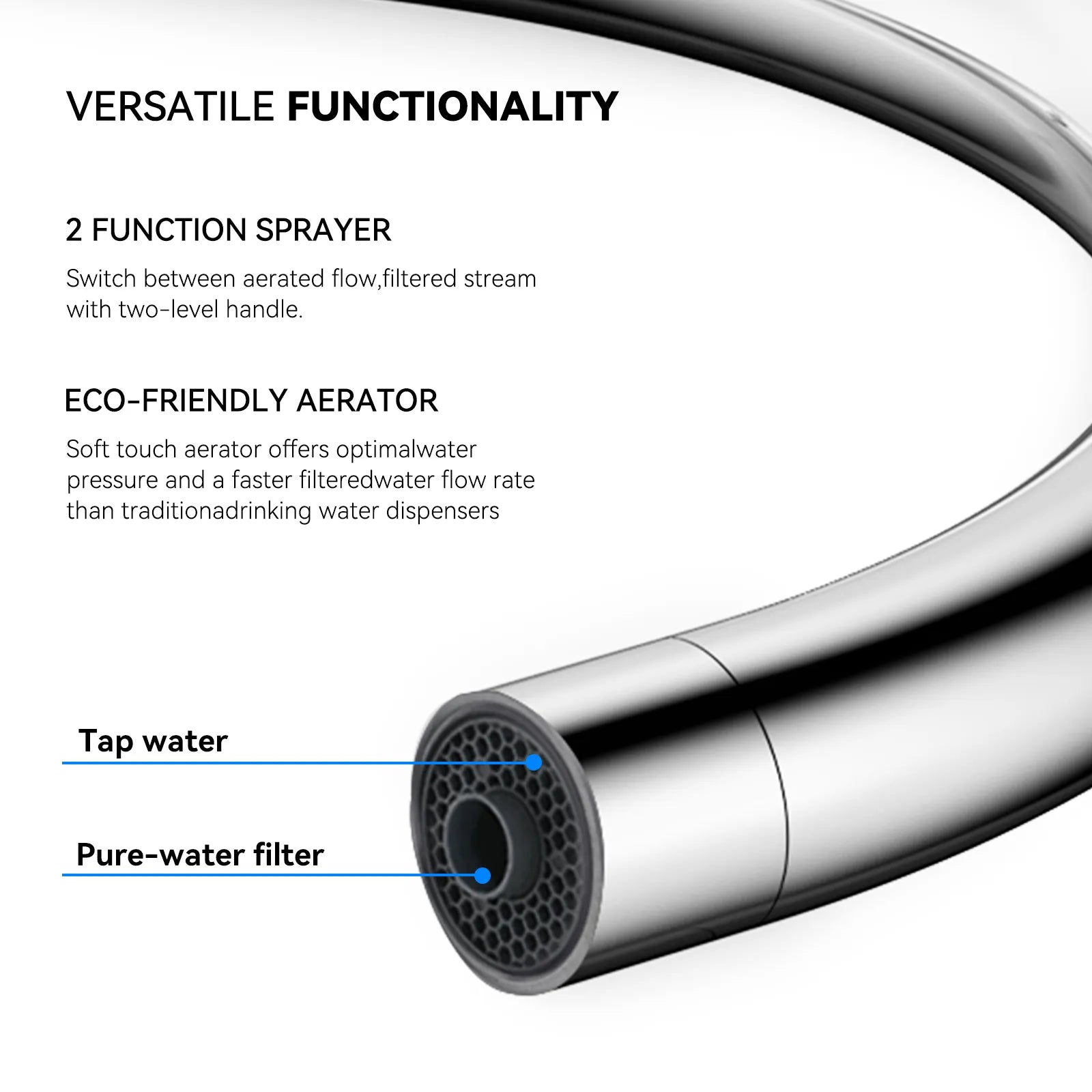 Dual-Output Kitchen Faucet with Filtered Water Tap, 2-Function Spray, Solid Brass – KFB1502