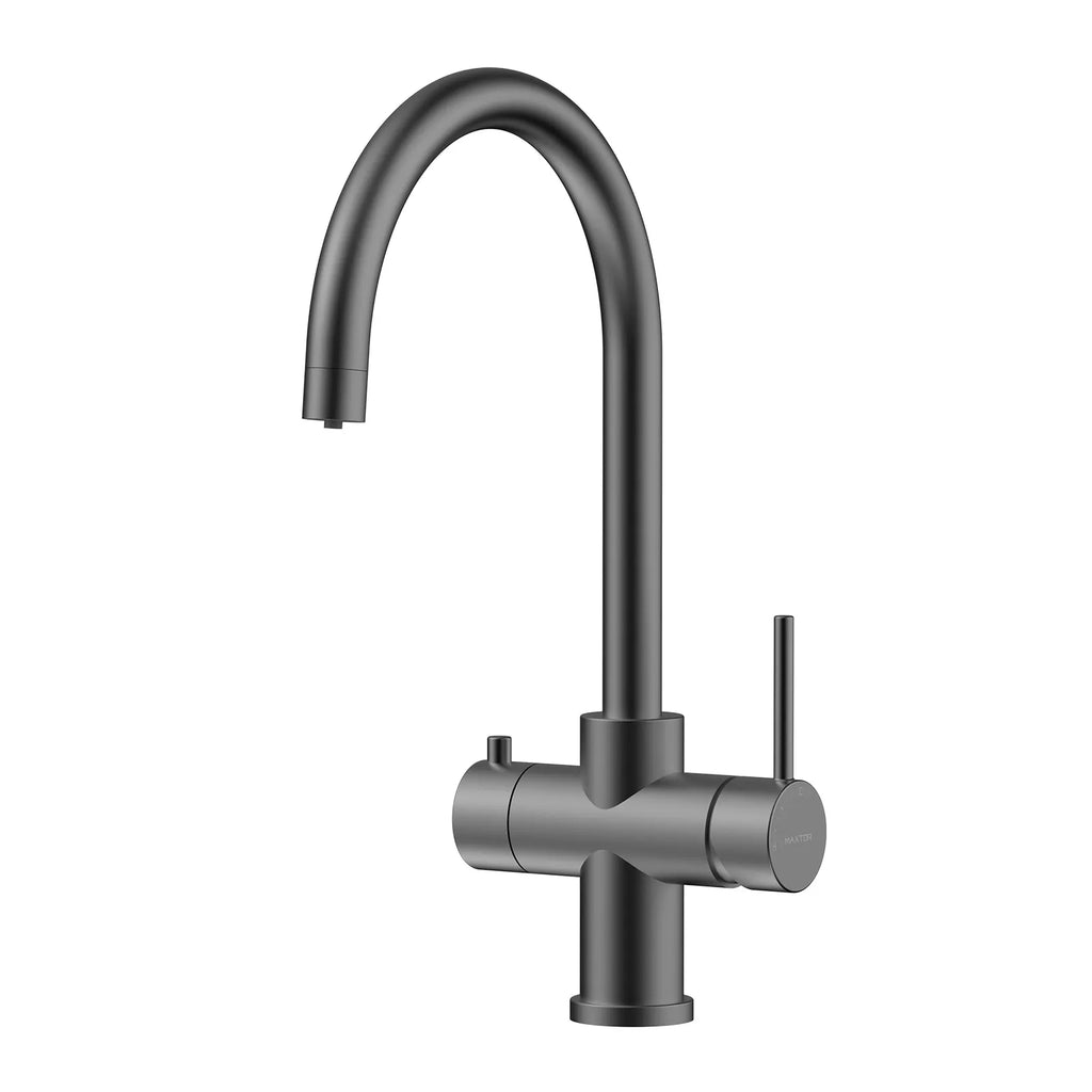 Dual-Output Kitchen Faucet with Filtered Water Tap, 2-Function Spray, Solid Brass – KFB1502 Brushed Gun Metal